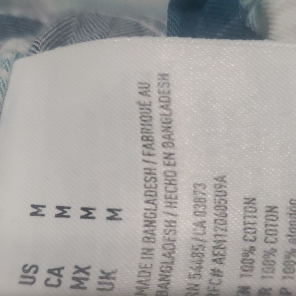 American Eagle Shirt Men's Size Medium M BLUE WHITE GREY plaid Button-Do… - Picture 8 of 8